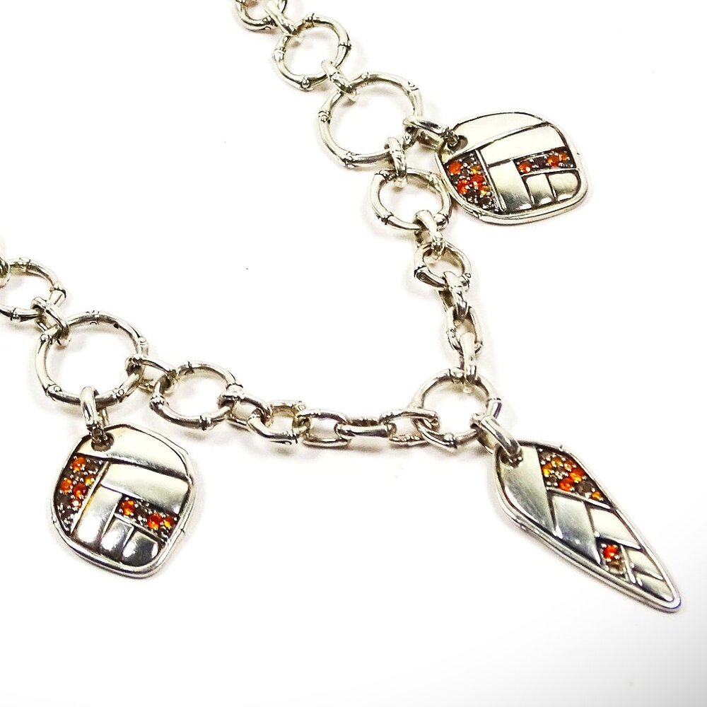 JOHN HARDY Bamboo Collection Sterling Silver Mandarin Garnet Topaz Necklace